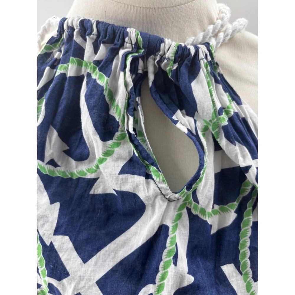 Girl’s Mudpie Dress/ coverup, M (8-10) nautical anchor, Navy white and Green